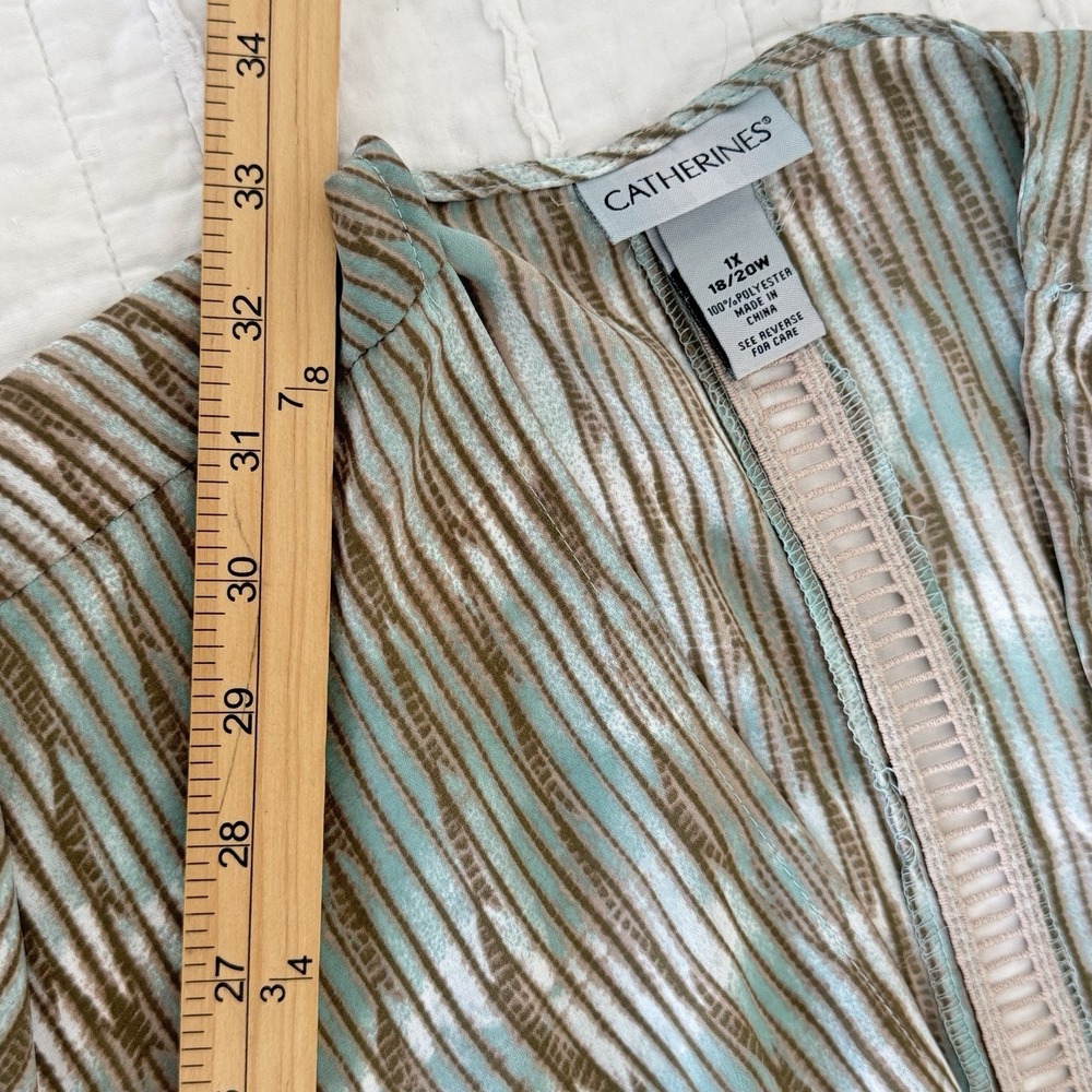 Catherines Kimono Open Front Cardigan Beach Cover Up Boho Coastal Travel 1X Plus - Picture 5 of 6